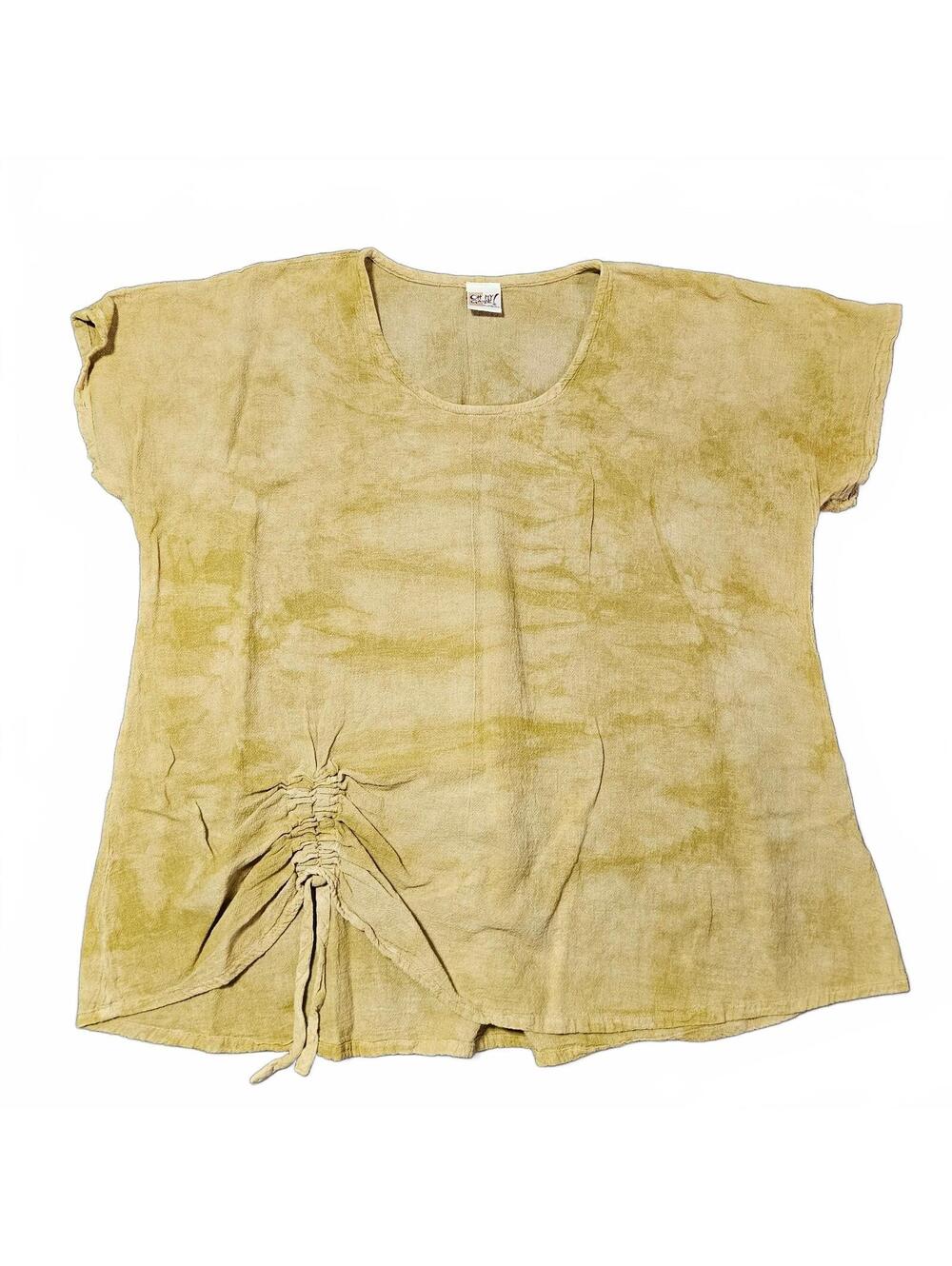 Oh My Gauze! Womens XXL Yellow Beige Cotton Blouse Lightweight Casual Top Size 3